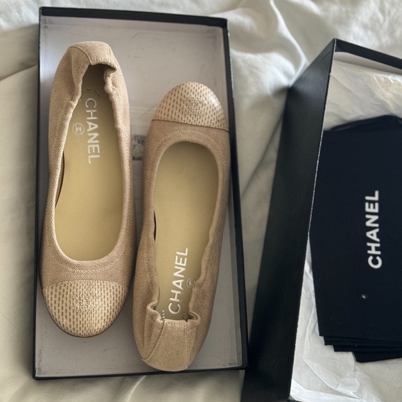 NWT CHANEL BALET FLATS CHANEL SLIPPER 37.5 - Picture 4 of 8